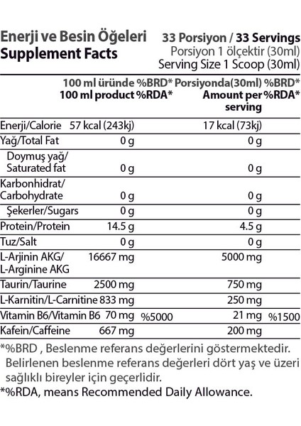 Hardline Arginine Liquid 1000 Ml Yeşil Elma - (Arjinin)