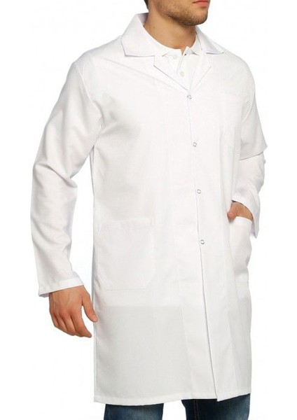Erkek Doktor Öğretmen Laboratuar Önlük Beyaz