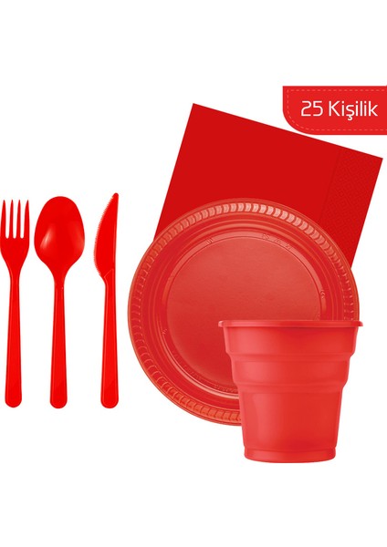 Kırmızı Parti Seti 25 Kişilik