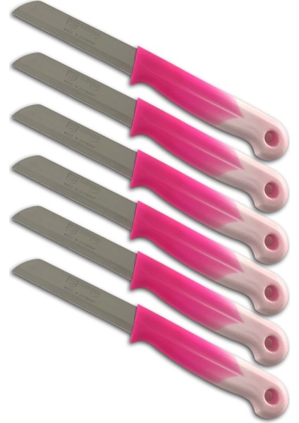 Meyve Bıçağı Tırtıklı 6'lı Set ( Koyu Pembe )