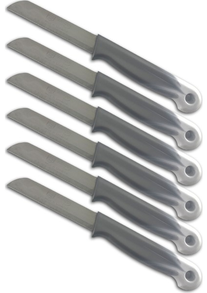 Meyve Bıçağı Tırtıklı 6'lı Set ( Gri )