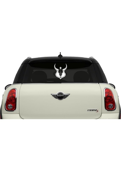 Areksan Reklam Boğa Kalkan Sticker Beyaz 15 cm