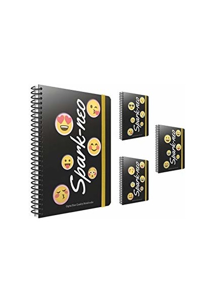 Spark 6769 A4 80 Yaprak Plastik Kapak Lastikli Spiralli Kareli Defter