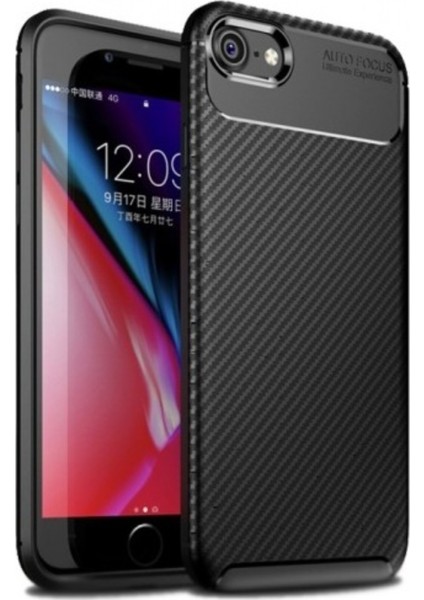 Jopus Apple iPhone 7 Kılıf Karbon Desenli Lux Negro Silikon + Cam Ekran Koruyucu