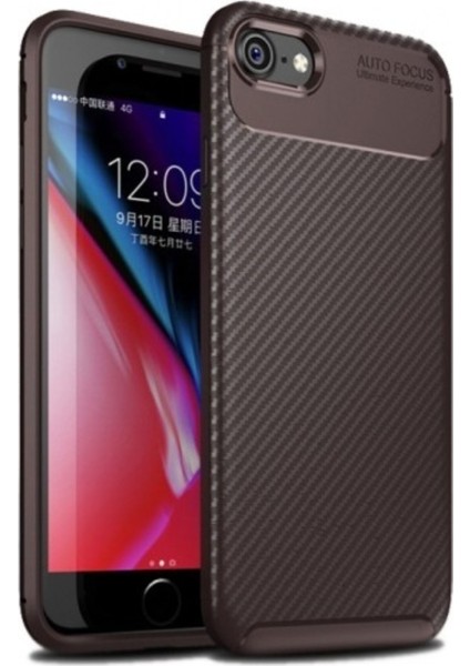 Jopus Apple iPhone 7 Kılıf Karbon Desenli Lux Negro Silikon + Cam Ekran Koruyucu