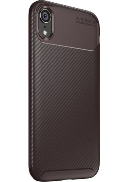 Jopus Apple iPhone Xr Kılıf Karbon Desenli Lux Negro Silikon + Cam Ekran Koruyucu