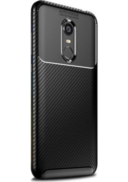 Jopus Xioami Redmi 5 Plus Kılıf Karbon Desenli Lux Negro Silikon + Cam Ekran Koruyucu