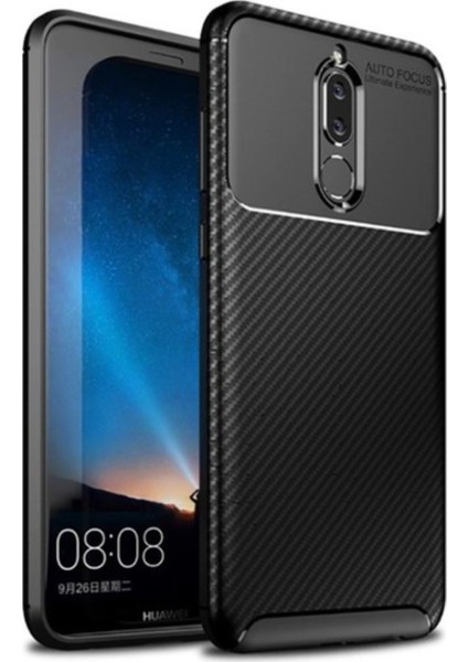 Jopus Huawei Mate 10 Lite Kılıf Karbon Desenli Lux Negro Silikon + Cam Ekran Koruyucu