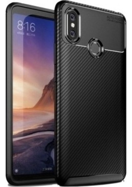 Jopus Xioami Redmi Note 6 Pro Kılıf Karbon Desenli Lux Negro Silikon + Cam Ekran Koruyucu