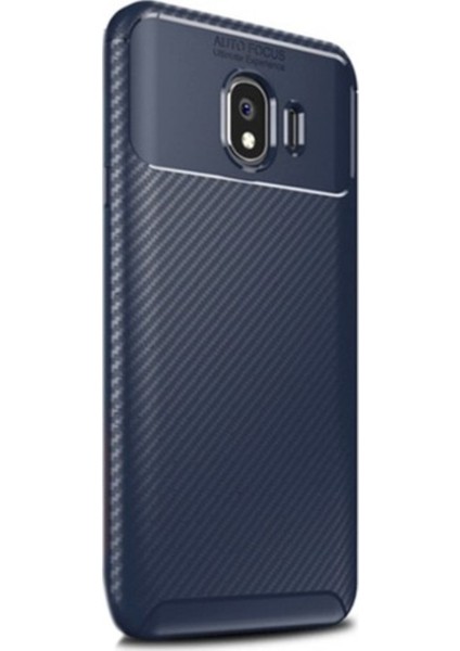 Jopus Samsung Galaxy J4 Kılıf Karbon Desenli Lux Negro Silikon + Cam Ekran Koruyucu