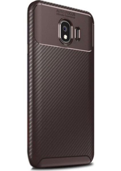 Jopus Samsung Galaxy J4 Kılıf Karbon Desenli Lux Negro Silikon + Cam Ekran Koruyucu