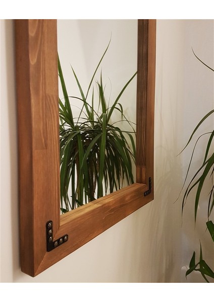 -Doğal Ahşap Dekoratif Duvar Salon Ofis Boy Ayna 50x110 Ceviz fiyatları