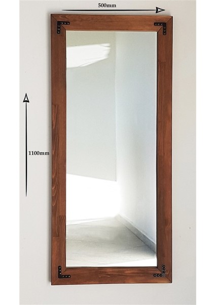 -Doğal Ahşap Dekoratif Duvar Salon Ofis Boy Ayna 50x110 Ceviz modelleri