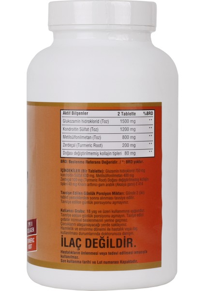 Glucosamine Chondroitin Msm Type 2 Collagen 180 Tablet