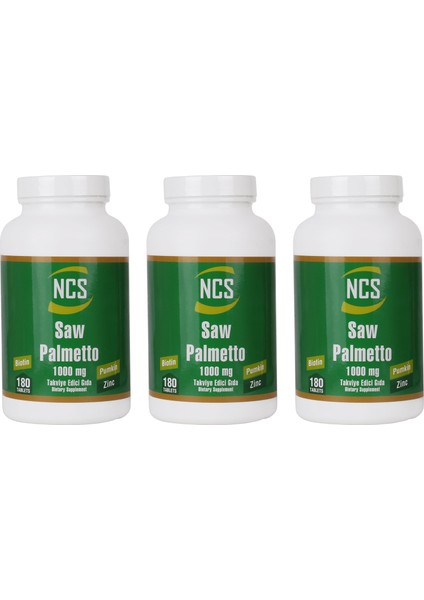 Saw Palmetto 1000 Mg Pumpkin Biotin Zinc Complex 3 Kutu 540 Tablet