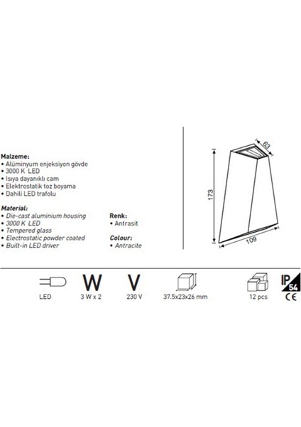 Led Bahçe Aplik Lw427 S