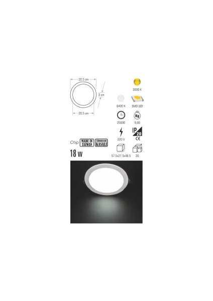 18W Sıva Altı Led Panel Spot Ct-5149 - Beyaz Işık - Alüminyum Kasa