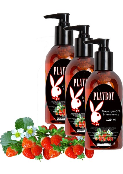 Strawberry Massage Oil 3 Adet Çilek Aromalı Vücut Masaj Yağı