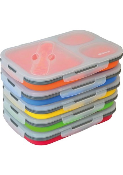 Silikon Katlanabilir Üç Gözlü Yemek Seti