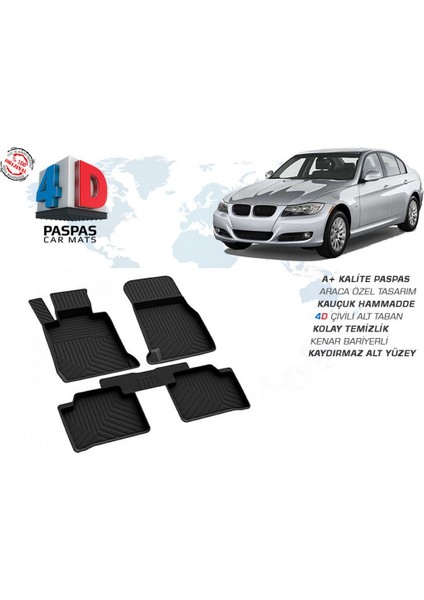 Bmw E90 3 Serisi 4D Havuzlu Paspas Siyah 2005-2010 Arası