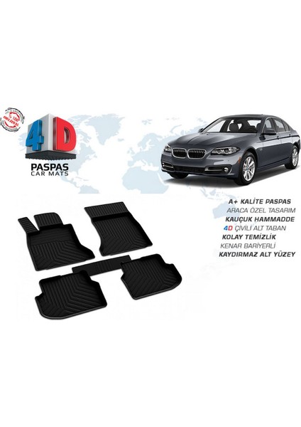 Bmw F10 5 Serisi 4D Havuzlu Paspas Siyah 2010-2013 Arası