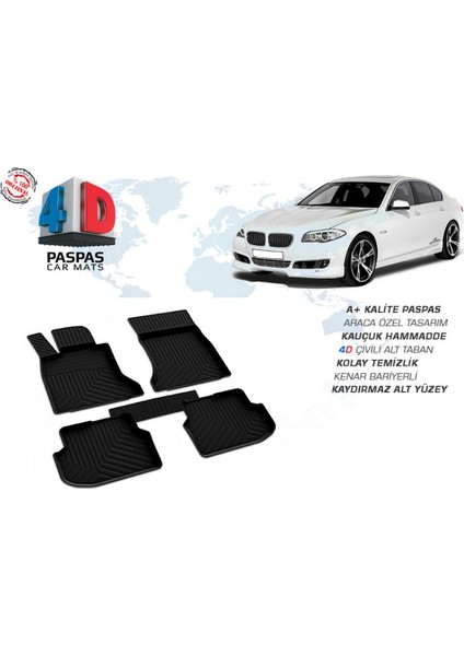 OMSA Bmw 5 Serisi F10 X Drive 4D Havuzlu Paspas Siyah 2013-2016 Arası