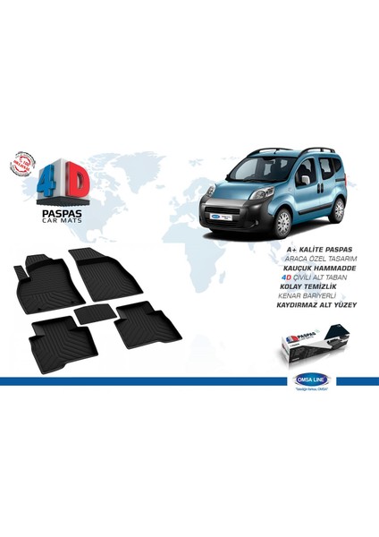 Citroen Nemo 4D Havuzlu Paspas Siyah 2008 ve Sonrası