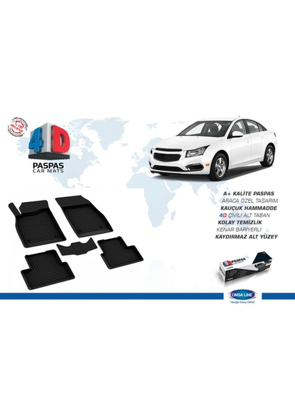 Chevrolet Cruze 4D Havuzlu Paspas Siyah