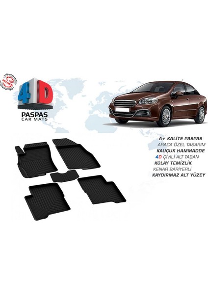 Fiat Linea 4D Havuzlu Paspas Siyah 2007 ve Sonrası