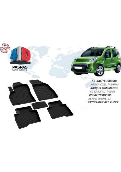 Fiat Fiorino 4D Havuzlu Paspas Siyah 2008 ve Sonrası