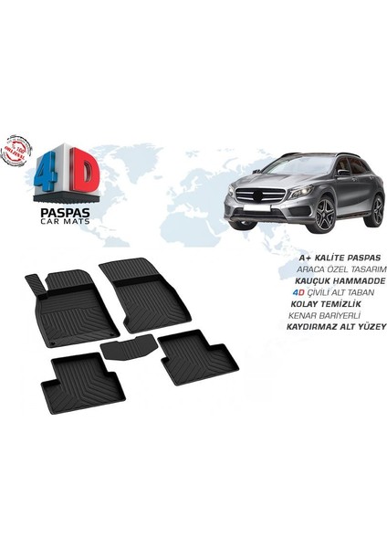 OMSA Mercedes GLA Class 4D Havuzlu Paspas Siyah 2013 ve Sonrası