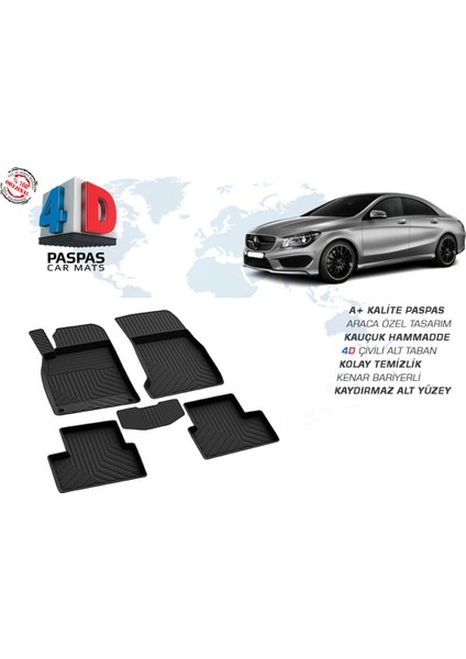 OMSA Mercedes CLA Class W117 4D Havuzlu Paspas Siyah 2013 ve Sonrası