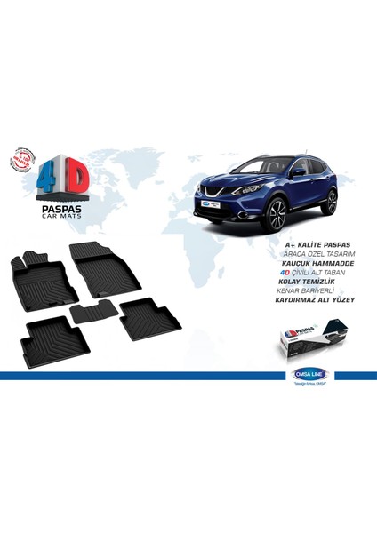Nissan Qashqai 4D Havuzlu Paspas Siyah 2014 ve Sonrası