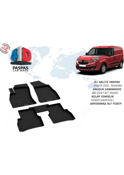 OMSA Opel Combo D 4D Havuzlu Paspas Siyah 2010-2018 Arası