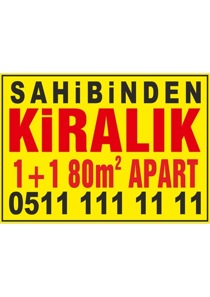 Sahibinden Kiralık 1+1 80m2 Apart Afişi 100 x 70 cm
