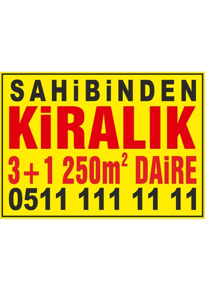 Sahibinden Kiralık 3+1 250m2 Daire Afişi 50 x 70 cm