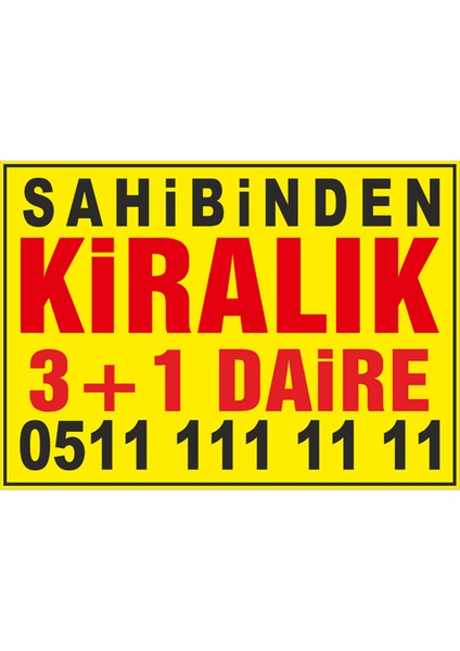 Sahibinden Kiralık 3+1 Daire Afişi 50 x 70 cm