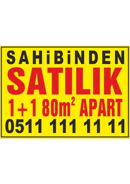 Sahibinden Satılık 1+1 80m2 Apart Afişi 50 x 70 cm