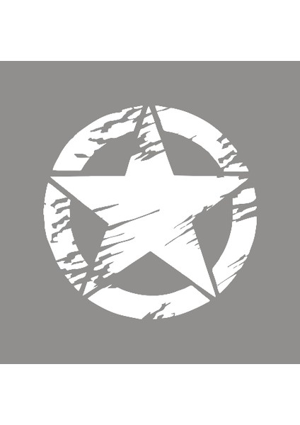 Army Asker Yırtık Efektli Yıldız Sticker Yapıştırma Beyaz