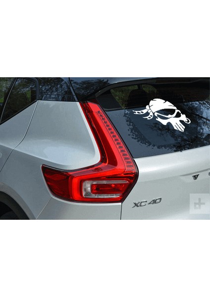 Bereli Asker Kuru Kafa Punisher Sticker Decal Sticker Yapıştırma Beyaz