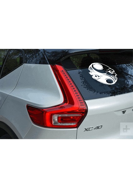 Çift Başlı Kuru Kafa Sticker Yapıştırma Beyaz