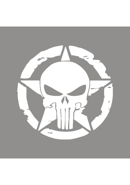 Army Asker Yıldız Punisher Sticker Decal Sticker Yapıştırma Beyaz
