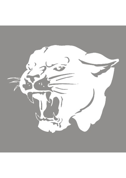 Kükreyen Sert Görünümlü Jaguar Sticker Yapıştırma Beyaz
