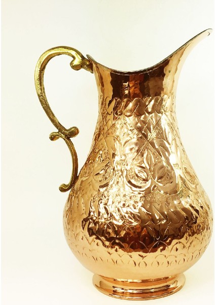 Anadolu El İşi Kabartma Bakır Sürahi