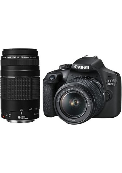 EOS 2000D DSLR Fotoğraf Makinesi 24.1 MP 18-55mm ve 75-300mm Lenslerle