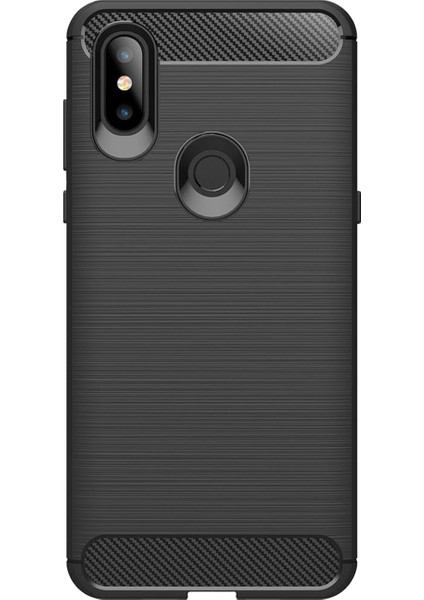 Xiaomi Mi Mix 3 Brushed Carbon Fiber Silikon TPU Kılıf - Siyah