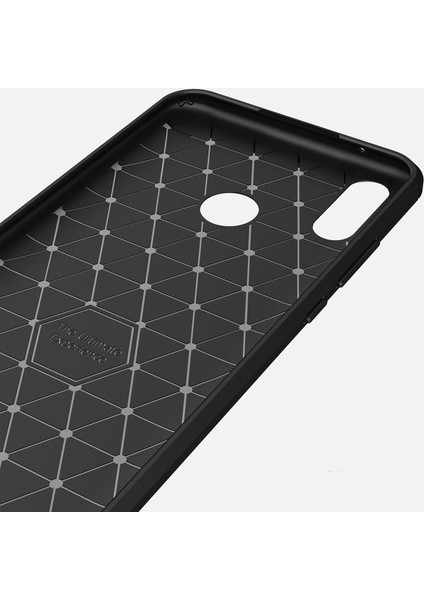 Huawei Y9 2019 Brushed Carbon Fiber Silikon TPU Kılıf - Siyah