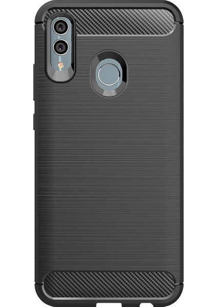 Huawei Honor 10 Lite Brushed Carbon Fiber Silikon TPU Kılıf - Siyah