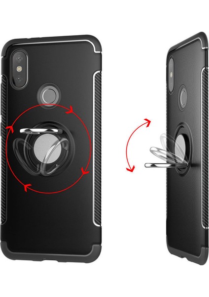 Xiaomi Mi 8 Yüzük Standlı Armor Silikon Kılıf - Siyah fiyatları