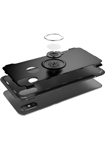Xiaomi Mi 8 Yüzük Standlı Armor Silikon Kılıf - Siyah fırsatları